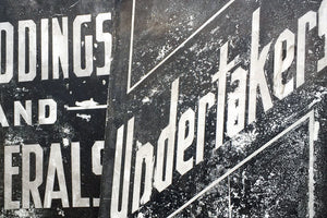 A Fabulous Pair of Opal Glass Painted Undertaker Premises Signs c.1935-45