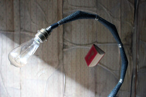An Unusual 1980s Naturalistic Beaten Bronzed Metal Floor Standing Lamp
