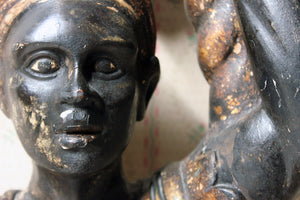 A 19thC Carved & Polychrome Painted Venetian Blackamoor Wall Torchère
