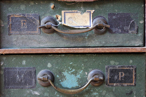 A Pair of c.1920s Leather & Pine ‘Walker’s Age’ Octavo Cabinets