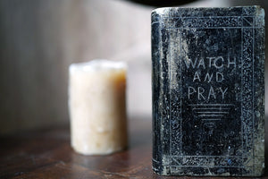 A Mid-Victorian Folk Art Slate Letter Press; 'Watch and Pray' c.1860-70