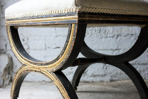 An Attractive Regency Painted & Parcel Gilt X-Framed Stool c.1810